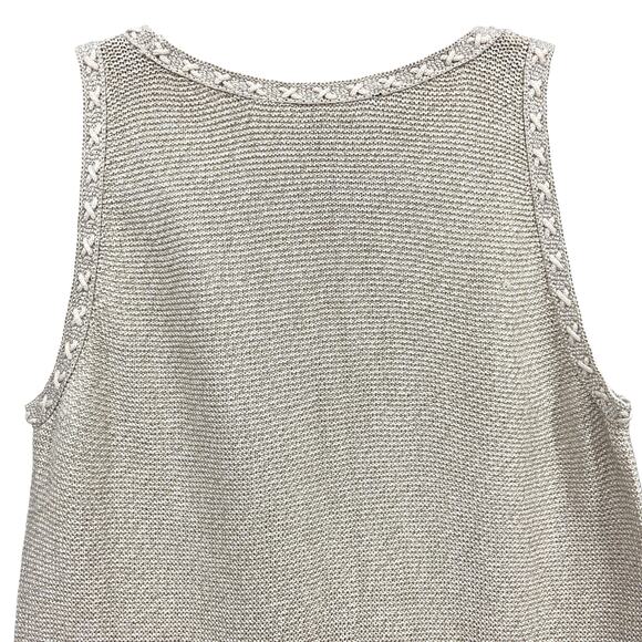 Nwt White House Black Market Knit Sweater Tank Metallic Oat Top Small - Picture 4 of 10